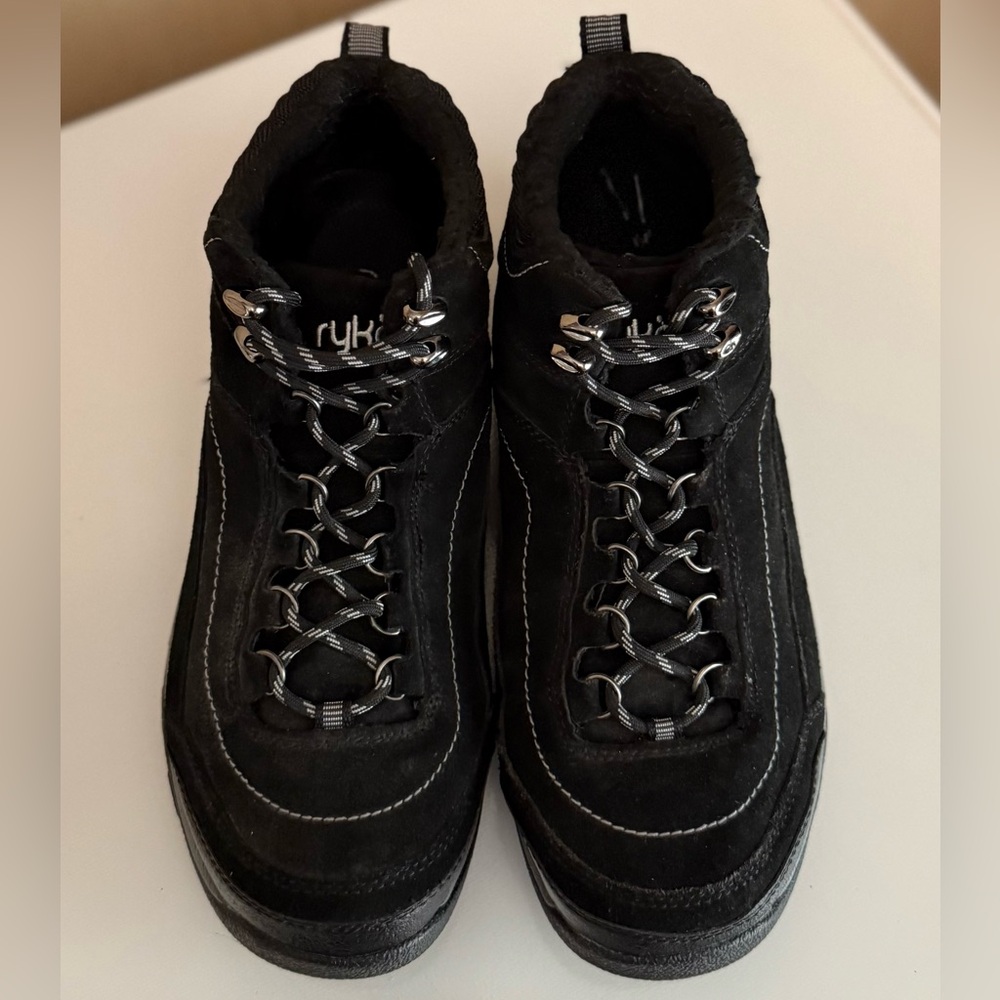 RYKA CANYON WOMEN'S SIZE 11W BLACK SUEDE LEATHER LINED HIKING SHOES A226977